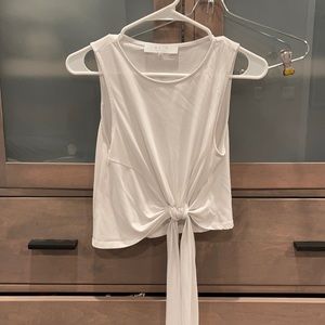 White pull cinch crop top bow white ASTR